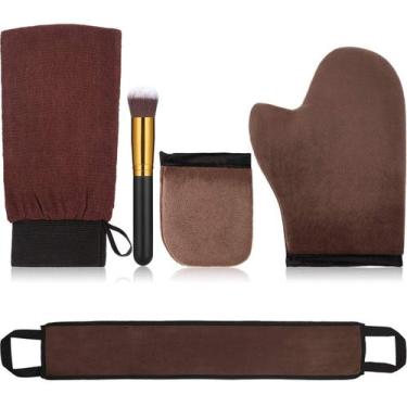 Imagem de Kit aplicador de luva autobronzeadora Boao, 5 peças com pincel