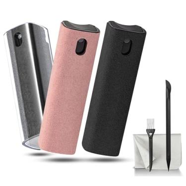 Imagem de walrfid Limpador De Laptop 3 Peças, Spray E Pano Para Limpeza Tela Computador, Kit Eletrônica Ipad, Iphone, Celular, Monitor, Macbook Pro, Carro, Tablet, Tv, Kindle, Cinza, Rosa Preto