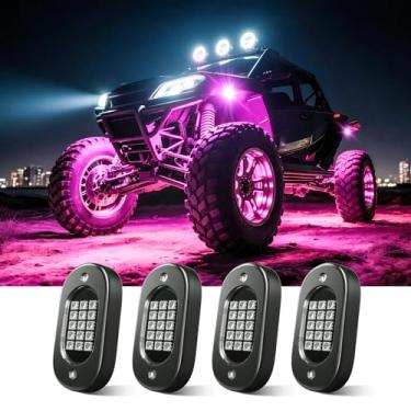 Imagem de Honalia Luzes de rock para caminhões 4 cápsulas, luzes de rock RGB para UTV com modo de música, kits de luz neon rock para carrinho de golfe UTV ATV caminhão RZR de quatro rodas
