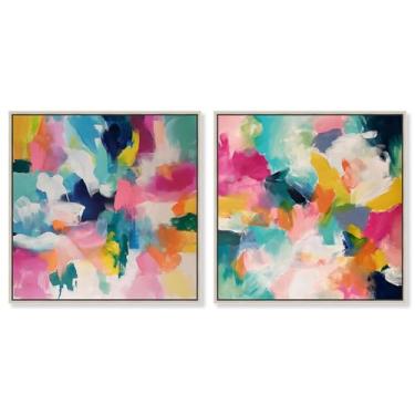 Imagem de Art Remedy Conjunto de tela de melodias esmaltadas com 2 arte decorativa de dopamina, moldura prateada, 61 x 61 cm