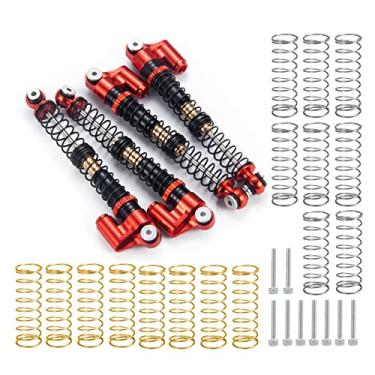 Imagem de MORLORDY 4Pcs Aluminum Alloy RC Shock 53mm Adjustable Shocks Absorber Dampers Threaded Shock Bodies for 1/24 RC Crawler Car SCX24 Shocks 53mm Upgrades Accessories, Black and Red