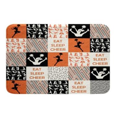Imagem de Feelyou Tapetes de banho Cheer para banheiro 40,6 cm x 61 cm Tapetes de banheiro para crianças decoração de ginástica tapetes de banho para chuveiro laranja acessórios de banheiro