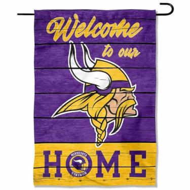 Imagem de WinCraft Minnesota Vikings Welcome Home Decorative Garden Flag Double Sided Banner