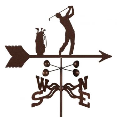Imagem de E-Z VANE Cata-Vento Masculino Ez Golfer — Suporte De Jardim, Copos Vento, Acabamento Em Cobre Antigo, Aço Com Revestimento Triplo Pó Durável, Feito À Mão Nos Eua