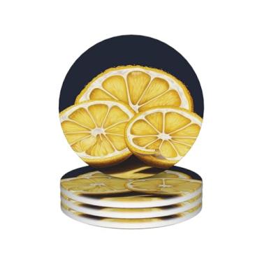 Imagem de Porta-copos para bebidas Conjunto de 4 porta-copos redondos absorventes de cerâmica antiderrapante com suporte e base de cortiça porta-copos reutilizáveis para copos para tipos de xícara