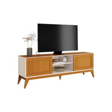 Imagem de Rack Bancada KG 1.80m Para TV Até 65'' Polegadas Cor Off White / Cedro