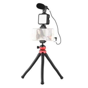 Imagem de Kit Gravação Vlogger 04LM Microfone LED Tripé e Controle - JumpFlash