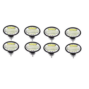 Imagem de KIT 08 Farol Led 144w Oval Caminhão Maquina Agrícola Trator - AUTOVEX