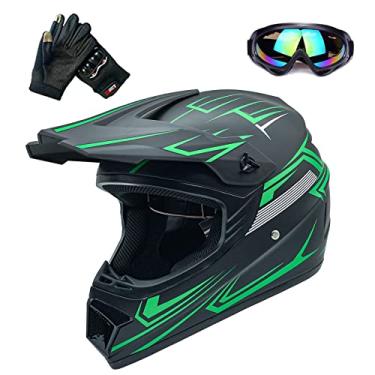 Imagem de DJGLKREJG Capacete De Motocross Moderno Para Jovens, Unissex E Adulto, Quadriciclo Off-Road, Motocicleta Montanha, Com Aprovação Red Dot (Verde-L)