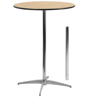 Imagem de Flash Furniture Mesa de coquetel redonda de madeira de 76 cm com colunas de 76 cm e 106 cm