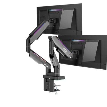 Imagem de MSI MPG MT201DR V2-Premium RGB braços de suporte para monitor duplo, suporte de 43.2-88.9 cm, compatível com VESA, suporte de mola a gás resistente ajustável, 20 kg por capacidade de tela, braçadeira