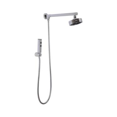 Imagem de Kit Chuveiro Autolimpante Redondo de Parede Longo Mauá com Desviador Mundaú e Ducha Manual Aruanã Pingoo.casa - Prata