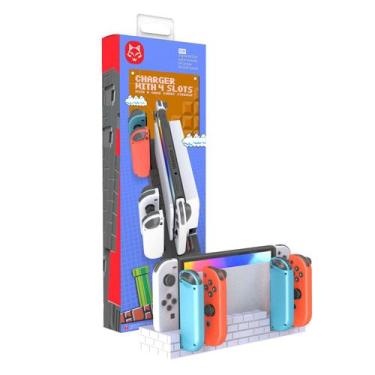 Imagem de Dock Base Estação de Carregamento Para 4 Controle Joy-con de Nintendo 