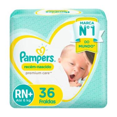 Imagem de Fraldas Descartáveis Pampers Recém-Nascido Premium Care Tamanho RN+ 36