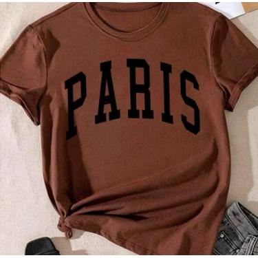 Imagem de Blusa T-shirt Linda Camiseta Feminina Paris Camisa - SEM MARCA, Marrom