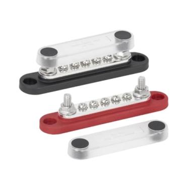 Imagem de Esquirla de distribuição de energia 150A 2 pinos terminais M6 Barramento de cobre fácil de usar para navios, carros, RV, motocicletas e fiação solar, 2 Peças