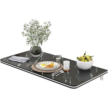Imagem de Mesa Montada Na Parede Mesa Dobrável Mesa Decídua Montada Na Parede, Mesa Montada Na Parede Com Padrão De Mármore Mesa De Parede Mesa De Jantar Para Cozinha Sala De Jantar, White, 100X40cm