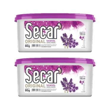 Imagem de Kit 2 Antimofo Secar Original 80g Protege Roupas Calçados Documentos Armários Gavetas Sapateiras Mofo Bolor Fungos Bactérias Mau Cheiro Odores (Lavanda)