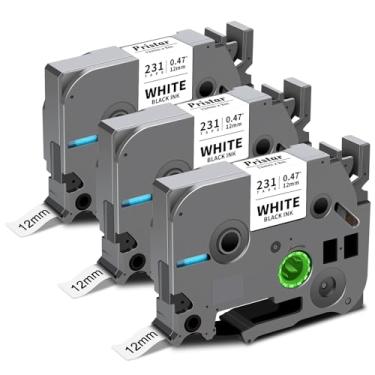 Imagem de Fita adesiva branca laminada Tze-231 12 mm 0,47 para Brother P Touch Label Tape compatível com Brother Label Maker PTouch H110 D220 D600 D410 D210 D200 D400 P700 1280 1880, TZe Label Tape 1/2 polegada