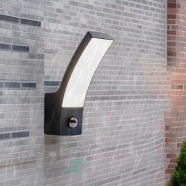 Imagem de Luz de parede LED externa com sensor de movimento arandelas de parede externas IP65 à prova d'água modernas lâmpadas de parede de alumínio alimentadas por rede interna/externa para pátio, terraço