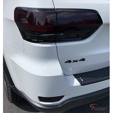 Imagem de Sobreposições agressivas compatíveis com Jeep Grand Cherokee 2014 – 2020, película traseira tingida com luz de freio, terceiro refletor de para-choque traseiro (kit traseiro completo fumaça escura)