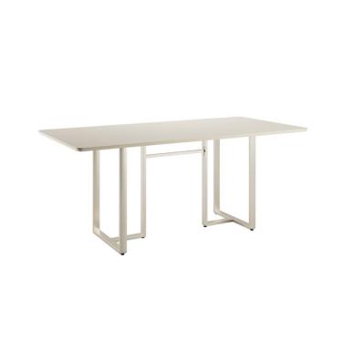 Imagem de Mesa de Jantar Retangular com Tampo de Vidro Arcadia Off White e Champagne 160 cm