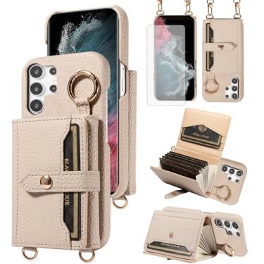 Imagem de Furiet Capa carteira para Samsung Galaxy S25 Ultra 5G com tela de vidro temperado alça de ombro fivela flip bolsa de órgão, suporte de cartão, capa de telefone para S25Ultra 25S S 25 25Ultra 6.9 2025