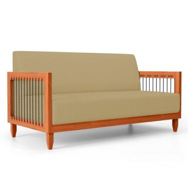 Imagem de Sofá Varanda Samoa Madeira Maciça 02 Lugares com Cordas Náutica Linho Dourado - Abmaza