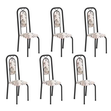 Imagem de Cadeiras para Sala de Jantar 6 Unidades Lara Arabesco / Preto