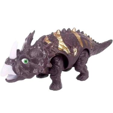 Imagem de Brinquedo Dinossauro Tricerátops Com Movimento Som Luzes Led Cinza