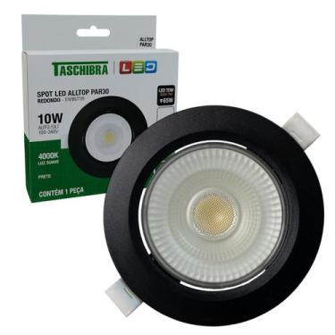 Imagem de Kit 3 Spot Led Redondo Preto Embutir 10w Branco Neutro 4000K - TASCHIB