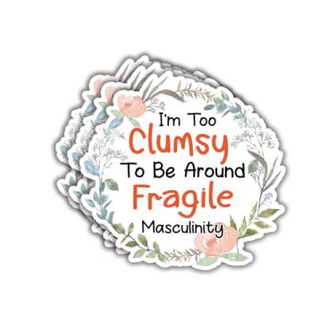 Imagem de (3 peças) I'm Too Clumsy to Be Around Fragile Masculinity Adesivo Engraçado Frases Inspiradoras Decalque Vinil Adesivos de Presente para Tumbler Laptop Kindle Garrafas de Água Livros Telefone