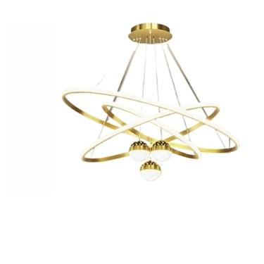 Imagem de 3 Cores em 1 luz Lustre Para Sala Lustre Pendente Cozinha Luminária de Teto Led Nordic Moderno Decoração Para Sala(Estilo B/Ouro / 110V-220V)
