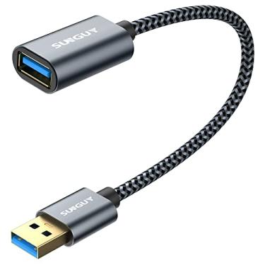 Imagem de SUNGUY Cabo de extensão USB 3.0, cabo de extensão de 1 metro 5 Gbps super rápido curto USB A macho para extensão fêmea para leitor de cartões, teclado, impressora, scanner, câmera