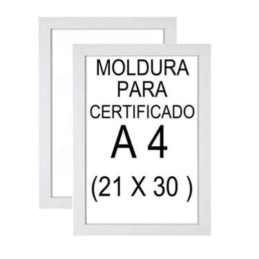 Imagem de Kit 2 Molduras A4 Certificado/ Diploma Com Vidro Cor Branca