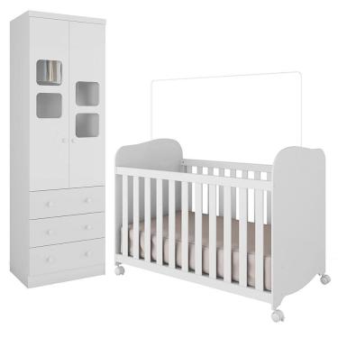 Imagem de Jogo de Quarto Infantil Uli Guarda Roupa 2 Portas e Berço - Móveis Peroba