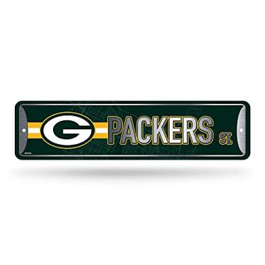 Imagem de Rico Industries Placa de rua de metal NFL Green Bay Packers (10 cm x 38 cm) – Ótima para decoração de casa, quarto, caverna masculina