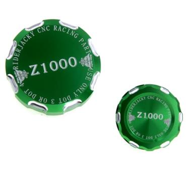 Imagem de Riderjacky Tampa de óleo do cilindro mestre de freio dianteiro e traseiro da motocicleta para Kawasaki Z1000 z 1000 2007 2008 2009 (verde)