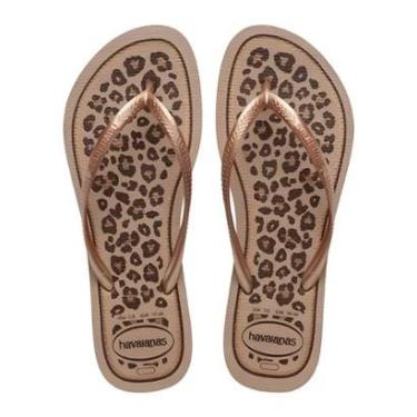Imagem de Chinelo Havaianas Slim Animals Feminino - Marrom - 33/34-Feminino