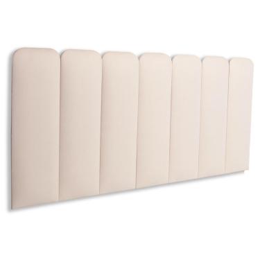 Imagem de Cabeceira Casal Kit 7 Placas Modelo Arredondada - Suede Creme / Off White