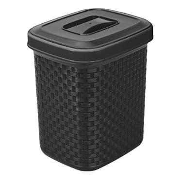 Imagem de LIXEIRA RATTAN COM TAMPA PRETA 4,5L