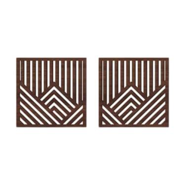 Imagem de BLWOTMOR 2 Peças de Painéis Decorativos de Parede de Madeira, Adesivos de Decoração de Parede, Ornamento Geométrico para Banheiro, Móveis de Escritório, Marrom, Tamanho real