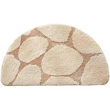 Imagem de Tapete De Banheiro Meio Redondo Extra Macio Antiderrapante Tapetes De Pelúcia Tapetes De Chuveiro Absorvente De Água Para Banheira, Chuveiro E Banheira, Lavável Na Máquina, Brown, 42×70cm