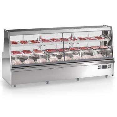 Imagem de Balcão De Frios E Avícola Aquecidos Grta300a Gelopar Expositor De Carnes Inox 3mt 220v
