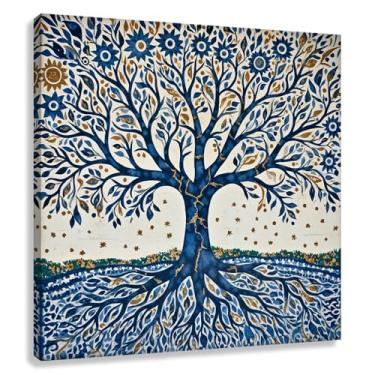 Imagem de Árvore da Vida, arte de parede, impressão em tela, decoração com harmonia da vida, raízes de árvores, cenas da natureza, imagens para sala de estar 40x40cmx1