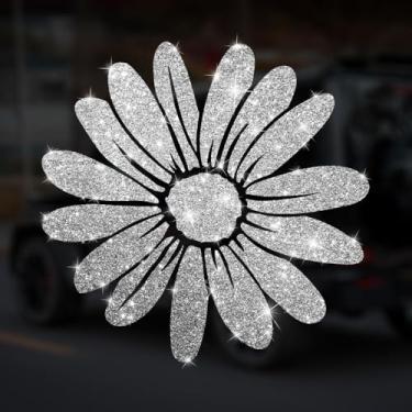 Imagem de Decalque de carro de margarida brilhante autoadesivo PVC brilhante adesivo para carros, caminhões, motocicletas, capa de porta multidecoração adesivo (branco)