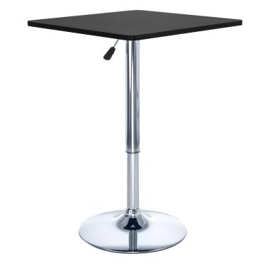 Imagem de Mesa Alta Bar Bistro Apollo Quadrada 60 Cm Tampo Madeira Ajustável Preto