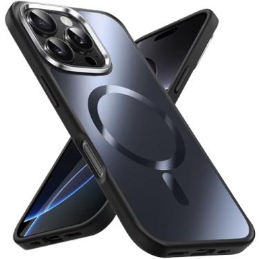 Imagem de JETech Capa Magnética para iPhone 16 Pro Max 6,9 Polegadas Compatível com MagSafe, Case Acabamento Fosco com Brilho Metálico Luxuoso, Capinha de Telefone Fina, Eletrogalvanizada (Preto)