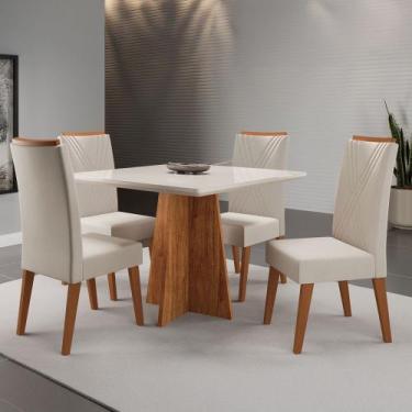 Imagem de Mesa de Jantar 4 Lugares Venice com Vidro Mel/Bege/Off White - Viero M