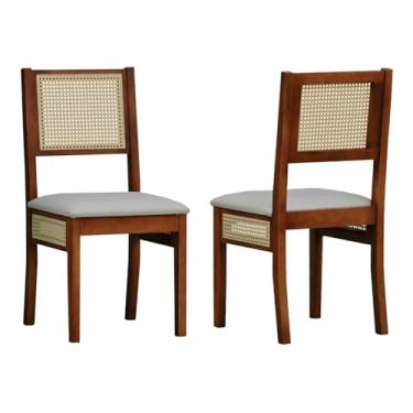 Imagem de Kit 2 Cadeiras Urban Lateral e Encosto Telinha Natural Assento Estofado - Amêndoa - Corano Bege